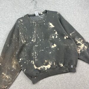 Russell Athletic Crewneck Sweatshirt Size L  Distressed Vintage Gray Unique VTG‎